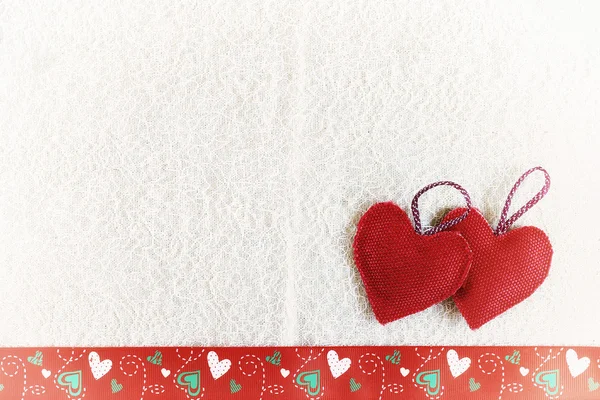 Tkanina tło valentine serca — Zdjęcie stockowe
