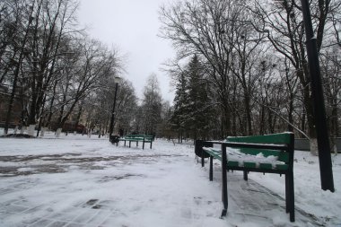 Kış tezgah bir parkta