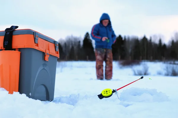 Pouco inverno vara de pesca gelo — Fotografia de Stock