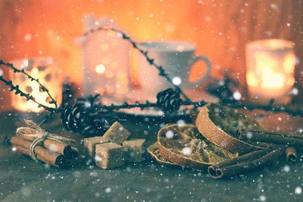 Κύπελλο Χριστουγέννων του πορτοκαλιού ζάχαρη κανέλα — Φωτογραφία Αρχείου