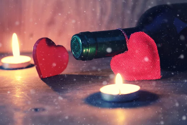 Wijn kaars Valentijn hart — Stockfoto