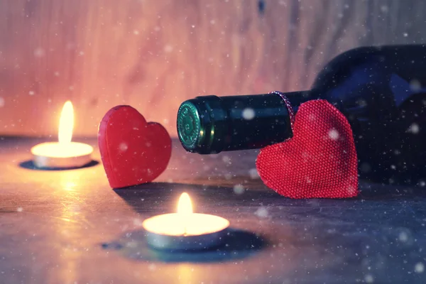 Wine candle valentine heart — Stock Photo, Image