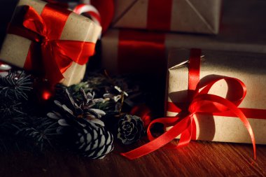 bir çam koni Noel armağan oyuncak şubeleri