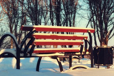 Kış Park bankında sokak