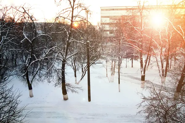 Miasto chodnik zima — Zdjęcie stockowe