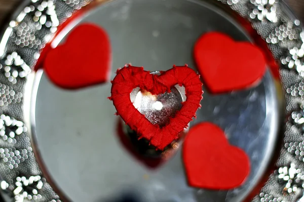 Heart shape silver red — Stock Photo, Image