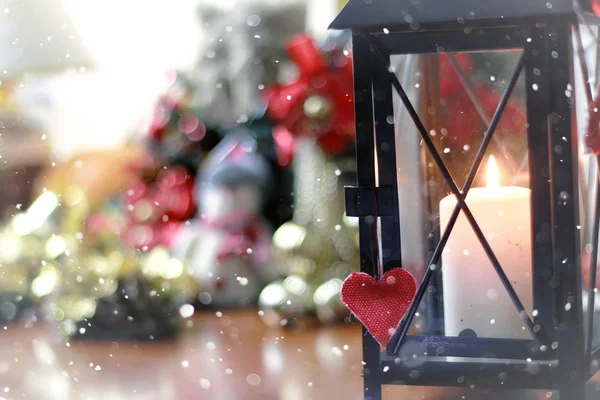 Forma di cuore retrò neve bokeh — Foto Stock