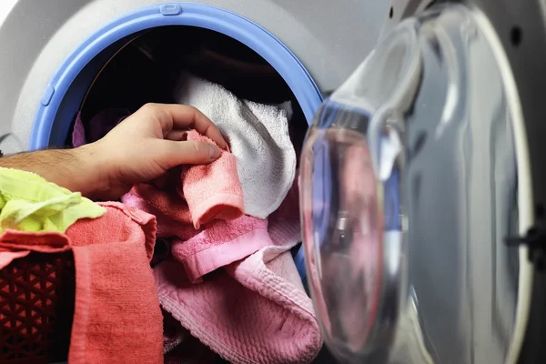 Machine Washer hand put — Stock Photo, Image