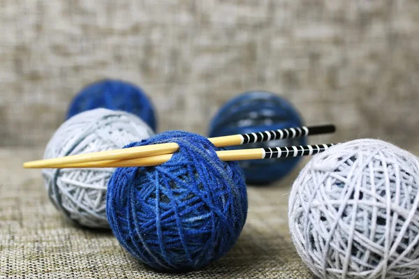 Hobby Wollknäuel stricken — Stockfoto