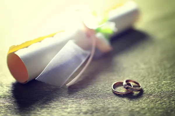 Anel de casamento tonificado convite fundo — Fotografia de Stock