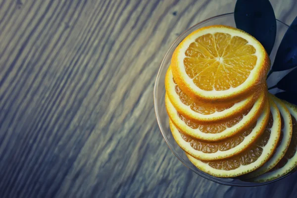 Toned orange fruit wooden — Stock Photo, Image