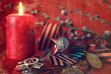 Büyük Vatanseverlik Savaşı madalya kompozisyon Retro etkisi