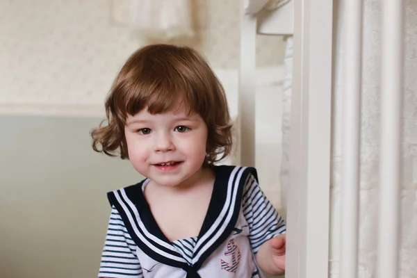 Kid sailor play at home — Stock Photo, Image