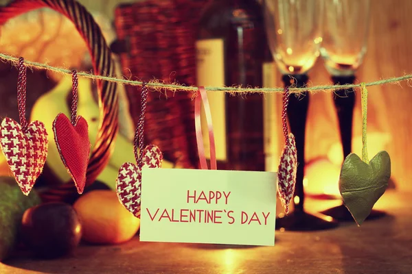 Velas de San Valentín vino — Foto de Stock