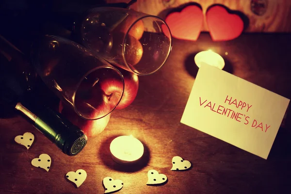 Candele di San Valentino vino — Foto Stock