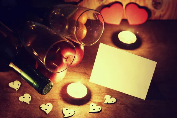 Saint Valentin bougies vin — Photo
