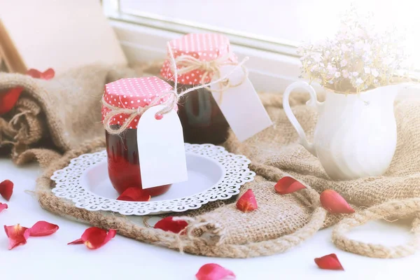 Harvest rustic homemade jam — Stock Photo, Image