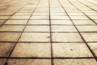 Asfalt parke taşı döşemesi üzerinde güneş ışığı