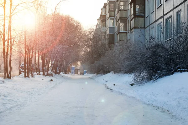 Acera peatonal invierno —  Fotos de Stock
