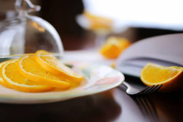 Toned orange fruit plate — Stock Photo, Image