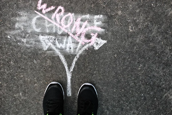 arrows chalk on asphalt