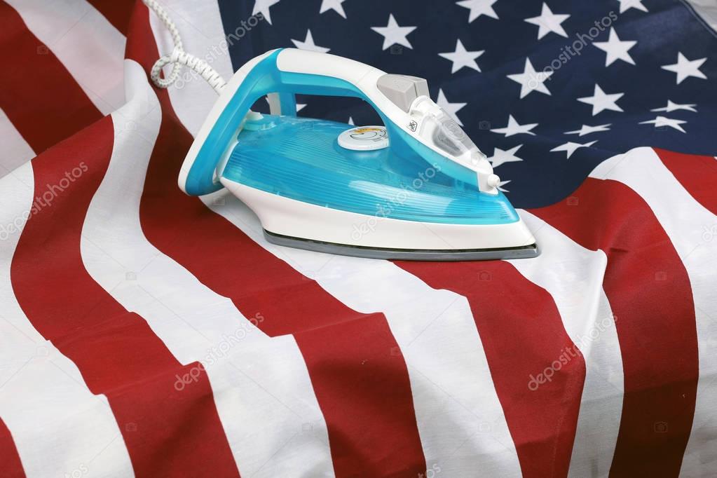 ironed Crumpled US flag