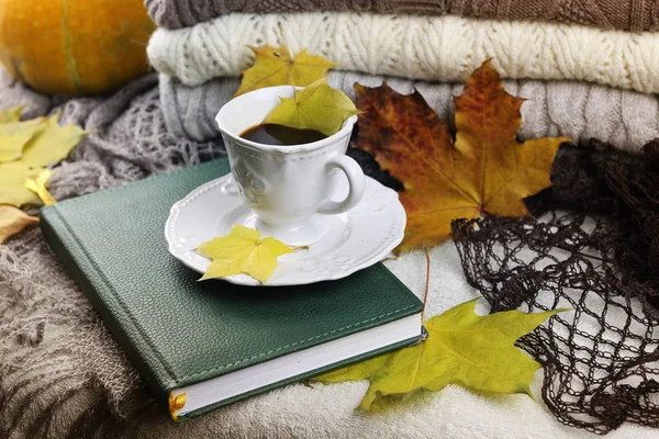 Stack of sweaters knitted autumn concept — Stock Photo, Image