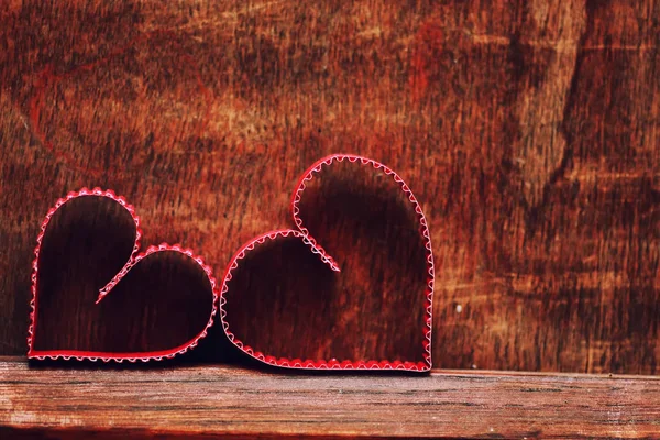 Fondo madera corazón forma amor — Foto de Stock