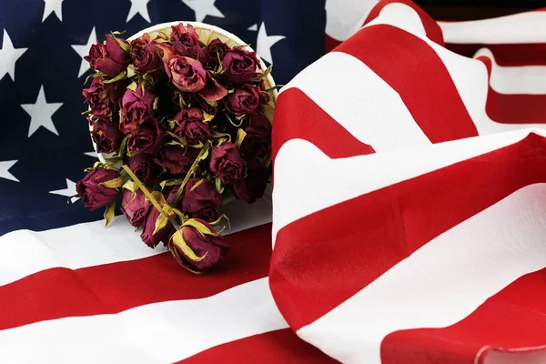 Flor rosa bandera de Estados Unidos — Foto de Stock
