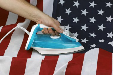 ironed Crumpled US flag clipart