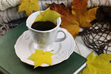 Sonbahar konsepti yığın kazak örme