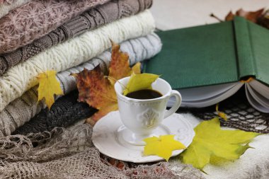 Sonbahar konsepti yığın kazak örme