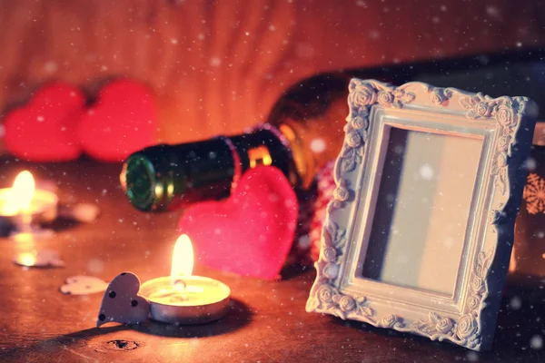 Vela de vino valentine corazón —  Fotos de Stock