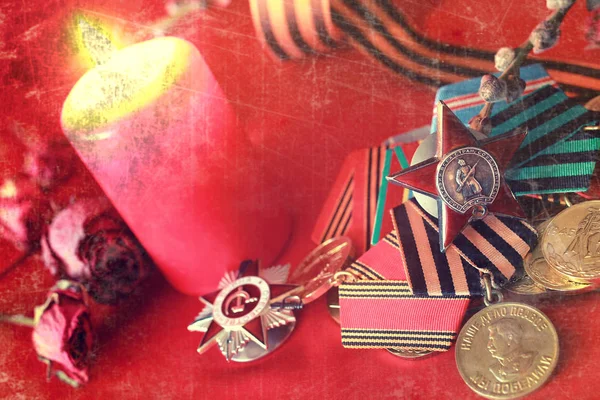 Ретро вплив на медалі композиції з Великої Вітчизняної війни — стокове фото