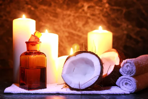 Candles spa coconut oil Royalty Free Stock Photos