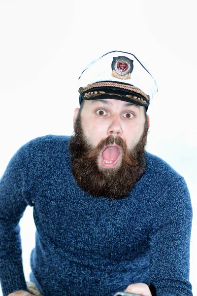 Férfi szakáll tengerész elszigetelt — Stock Fotó