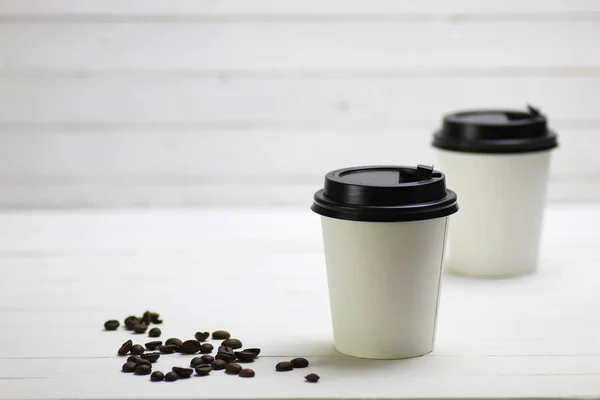 Kávé papír csésze bab — Stock Fotó