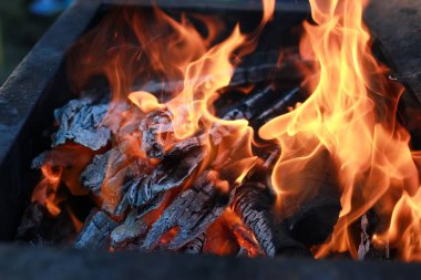 kömür ve yangın alev