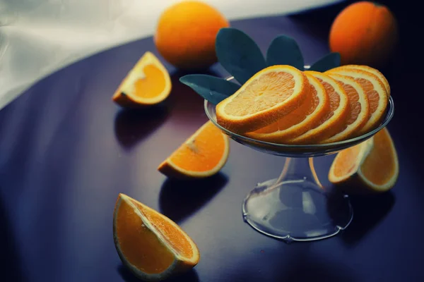 Orange fruit wooden background — Stock Photo, Image