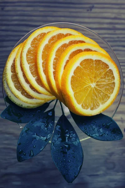 Toned orange fruit wooden — Stock Photo, Image