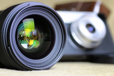 Lens flare retro kamera