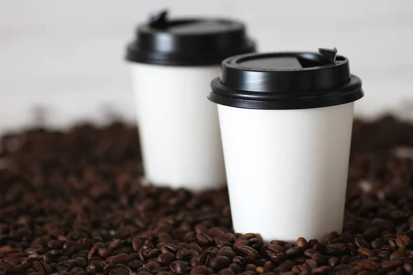 Kávé papír csésze bab — Stock Fotó