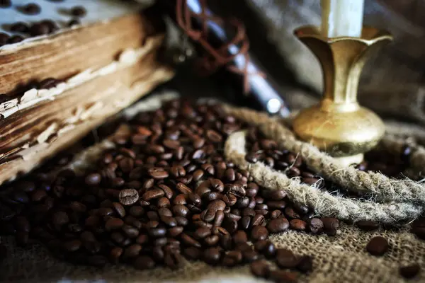 Coffee bean on textile background — Stock Photo, Image