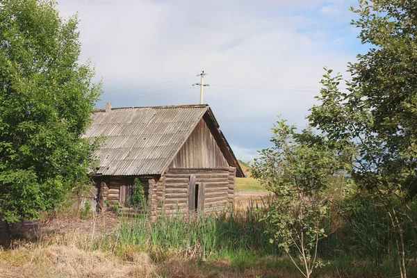 Дом в поле с тростником — стоковое фото