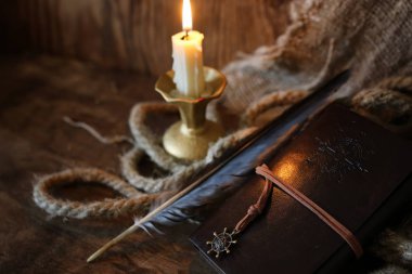 Retro kitap mum ve tüy