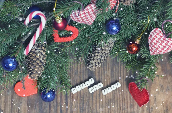 Karácsonyi ág fa labdát háttér — Stock Fotó