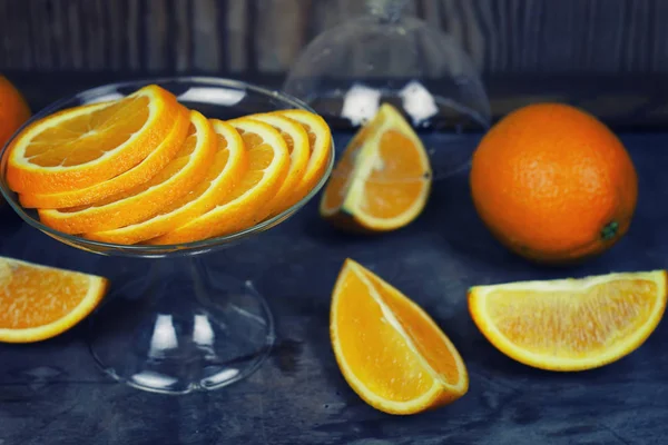 Toned orange fruit wooden — Stock Photo, Image