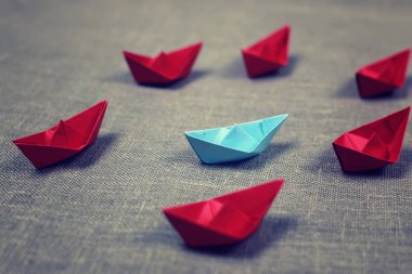 colored paper boats clipart