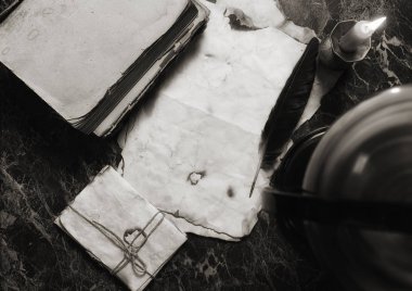 yaşlı retro makale ve kitap Dedektif araçlar backgro tablo