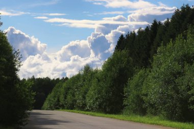 yol alan bulutlu peyzaj